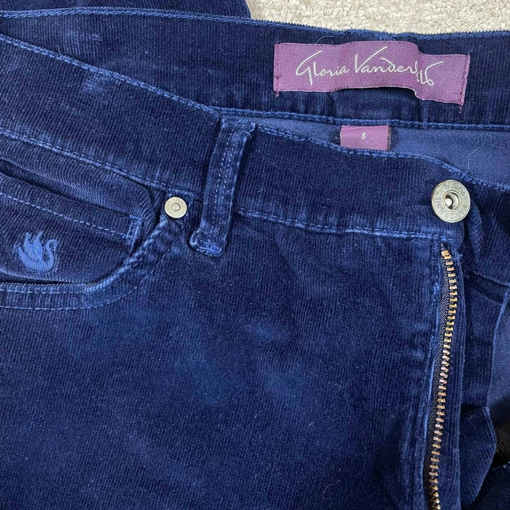 Gloria Vanderbilt Blue Corduroy Pants Womens Size 8 Straight Leg High Rise - Picture 3 of 5